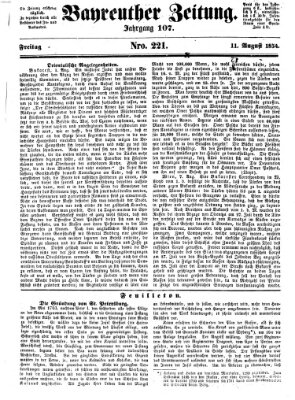 Bayreuther Zeitung Freitag 11. August 1854