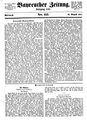 Bayreuther Zeitung Mittwoch 23. August 1854