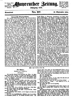 Bayreuther Zeitung Samstag 16. September 1854