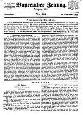 Bayreuther Zeitung Samstag 23. September 1854