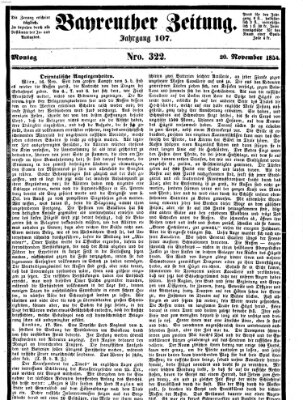 Bayreuther Zeitung Montag 20. November 1854