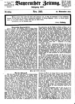 Bayreuther Zeitung Dienstag 21. November 1854