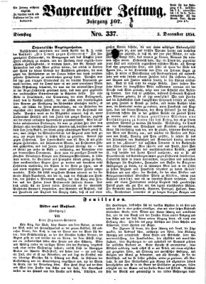 Bayreuther Zeitung Dienstag 5. Dezember 1854