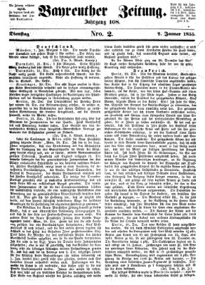 Bayreuther Zeitung Dienstag 2. Januar 1855