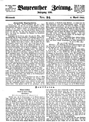 Bayreuther Zeitung Mittwoch 4. April 1855