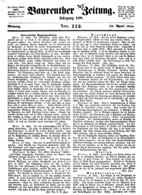 Bayreuther Zeitung Montag 23. April 1855