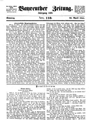 Bayreuther Zeitung Sonntag 29. April 1855