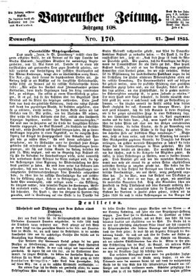 Bayreuther Zeitung Donnerstag 21. Juni 1855