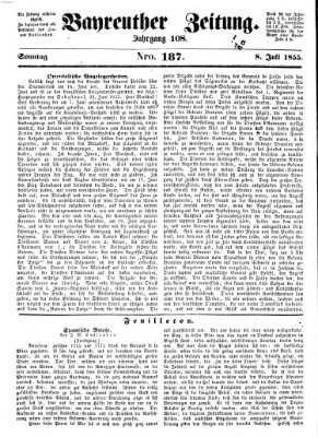 Bayreuther Zeitung Sonntag 8. Juli 1855
