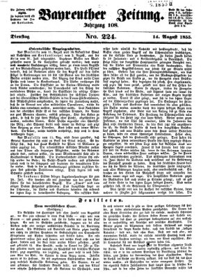 Bayreuther Zeitung Dienstag 14. August 1855