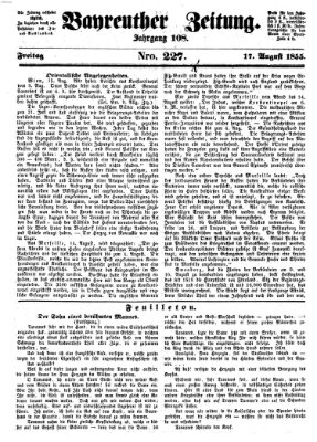 Bayreuther Zeitung Freitag 17. August 1855