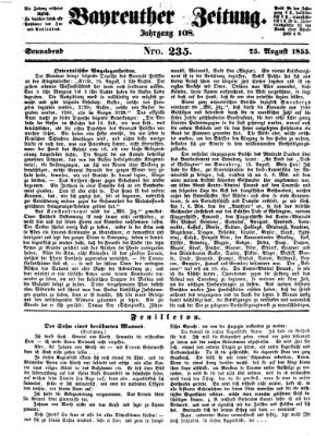 Bayreuther Zeitung Samstag 25. August 1855