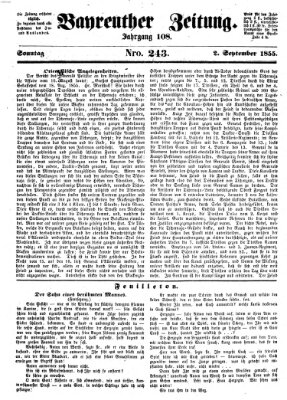 Bayreuther Zeitung Sonntag 2. September 1855