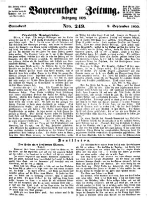 Bayreuther Zeitung Samstag 8. September 1855