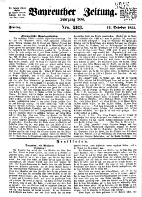 Bayreuther Zeitung Freitag 12. Oktober 1855