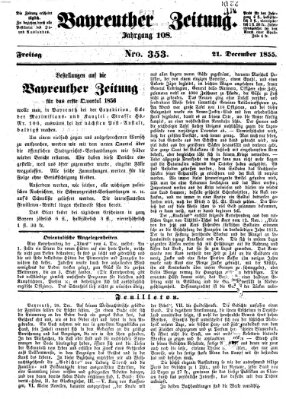 Bayreuther Zeitung Freitag 21. Dezember 1855