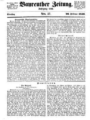 Bayreuther Zeitung Dienstag 26. Februar 1856