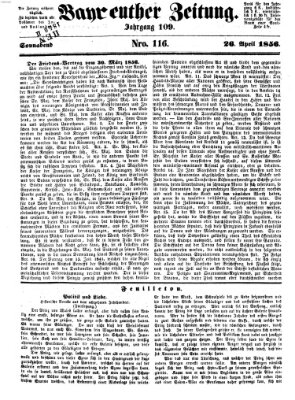 Bayreuther Zeitung Samstag 26. April 1856