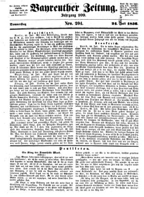 Bayreuther Zeitung Donnerstag 24. Juli 1856