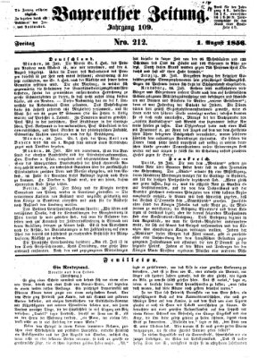 Bayreuther Zeitung Freitag 1. August 1856