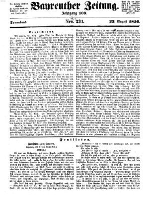 Bayreuther Zeitung Samstag 23. August 1856