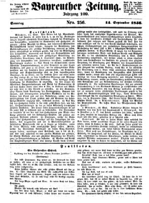 Bayreuther Zeitung Sonntag 14. September 1856