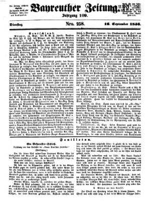 Bayreuther Zeitung Dienstag 16. September 1856