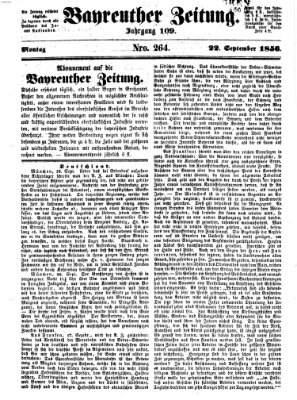 Bayreuther Zeitung Montag 22. September 1856