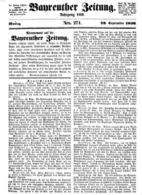 Bayreuther Zeitung Montag 29. September 1856