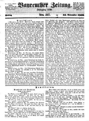 Bayreuther Zeitung Freitag 14. November 1856