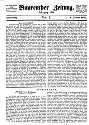 Bayreuther Zeitung Donnerstag 1. Januar 1857