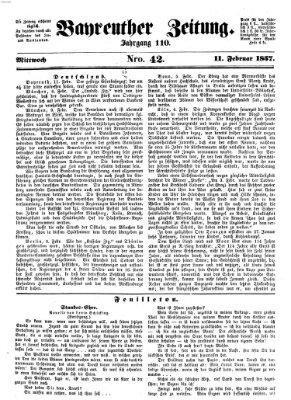 Bayreuther Zeitung Mittwoch 11. Februar 1857