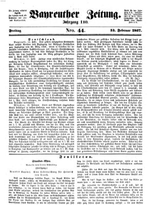 Bayreuther Zeitung Freitag 13. Februar 1857