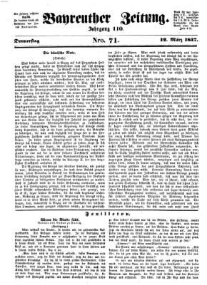 Bayreuther Zeitung Donnerstag 12. März 1857