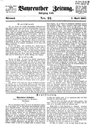 Bayreuther Zeitung Mittwoch 1. April 1857