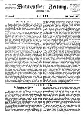 Bayreuther Zeitung Mittwoch 10. Juni 1857