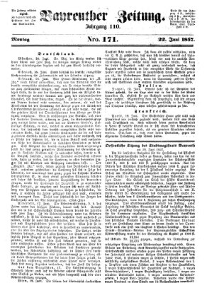 Bayreuther Zeitung Montag 22. Juni 1857