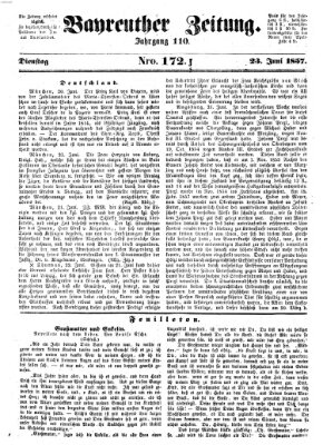 Bayreuther Zeitung Dienstag 23. Juni 1857
