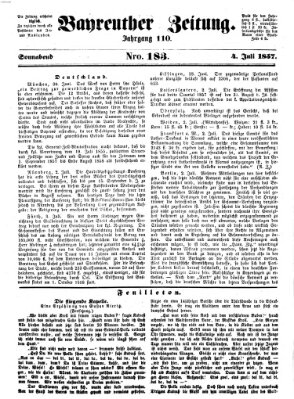 Bayreuther Zeitung Samstag 4. Juli 1857