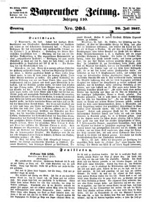 Bayreuther Zeitung Sonntag 26. Juli 1857