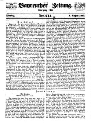 Bayreuther Zeitung Dienstag 4. August 1857