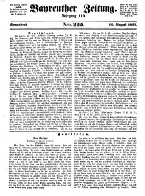 Bayreuther Zeitung Samstag 15. August 1857