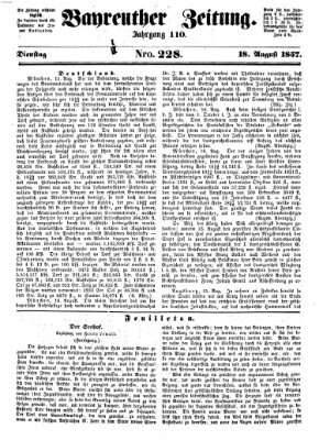 Bayreuther Zeitung Dienstag 18. August 1857