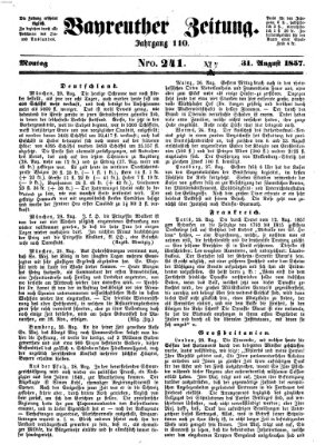 Bayreuther Zeitung Montag 31. August 1857