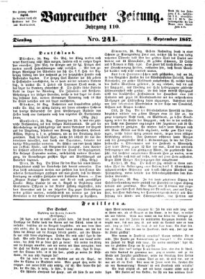 Bayreuther Zeitung Dienstag 1. September 1857