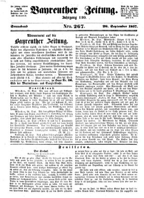 Bayreuther Zeitung Mittwoch 26. August 1857