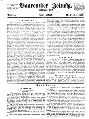 Bayreuther Zeitung Sonntag 11. Oktober 1857
