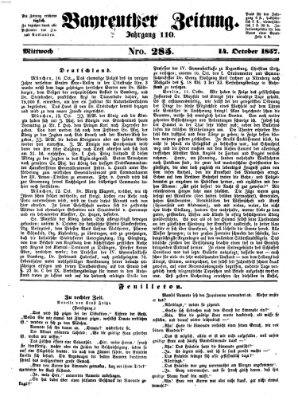 Bayreuther Zeitung Mittwoch 14. Oktober 1857