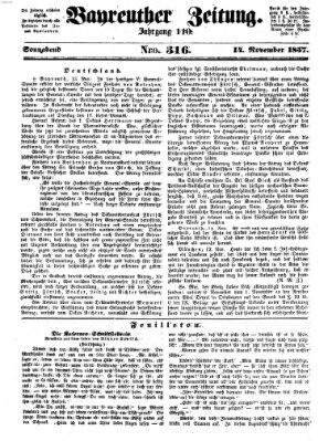 Bayreuther Zeitung Samstag 14. November 1857