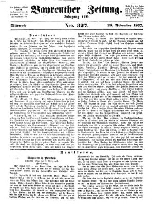 Bayreuther Zeitung Mittwoch 25. November 1857